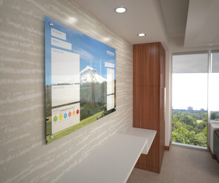 Clarus glassboard in hospital patient room