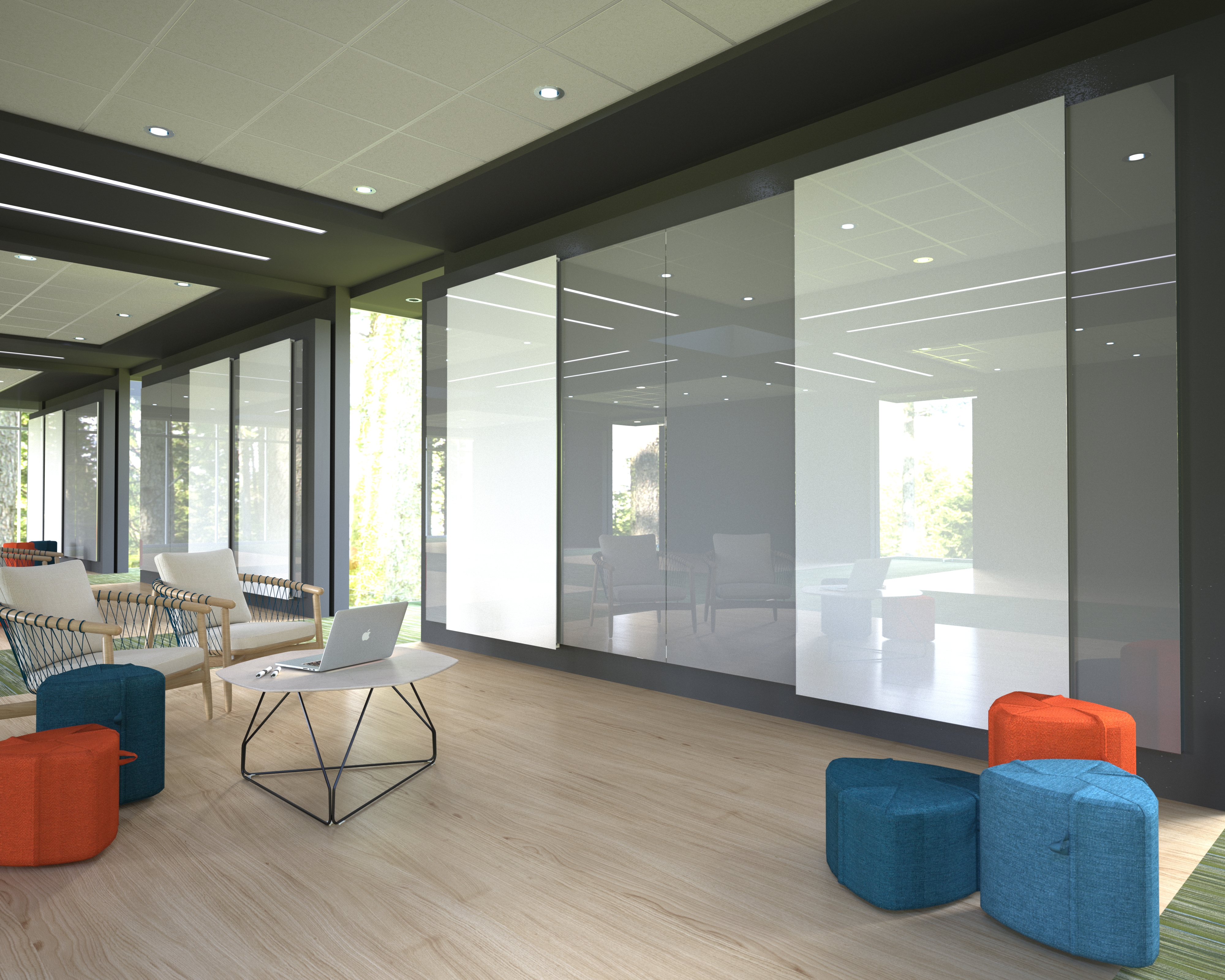 Clarus Glide mobile glassboard in open office