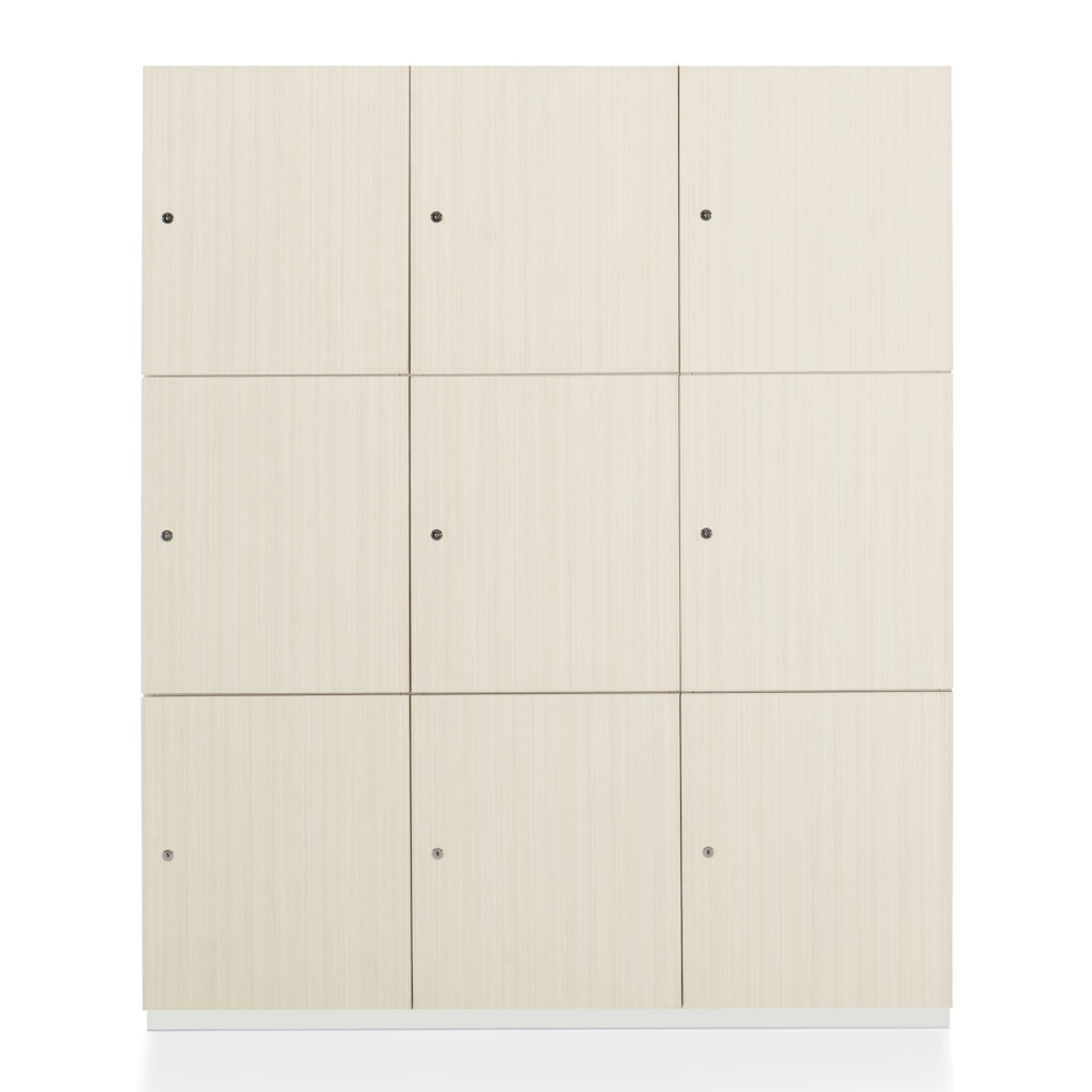 9 laminate lockers in white