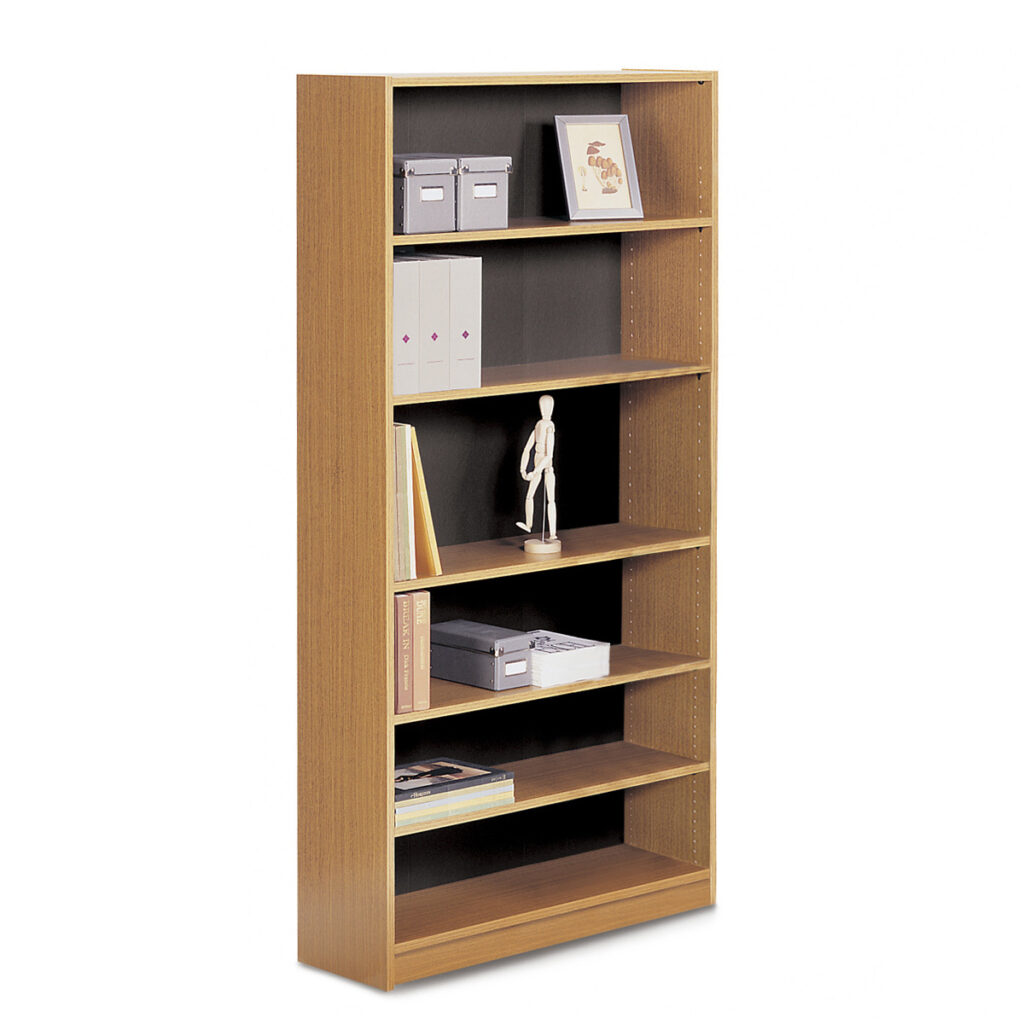 5-shelf bookcase in light walnut laminate