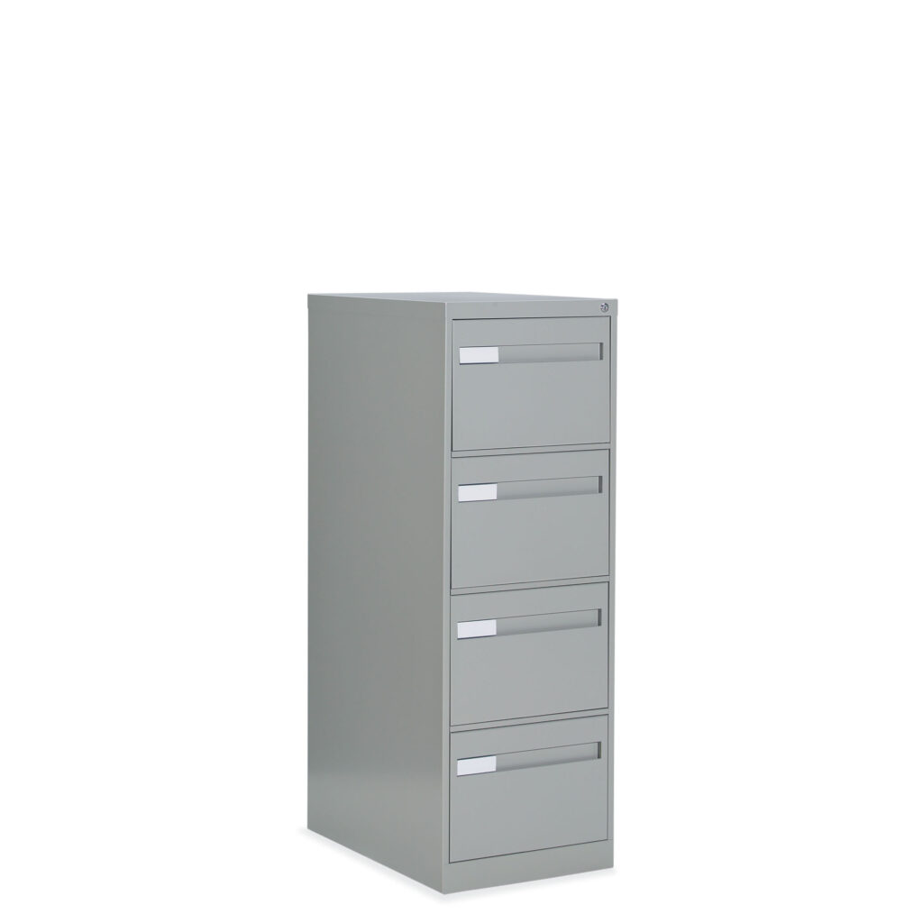 Vertical file cabinet in gray