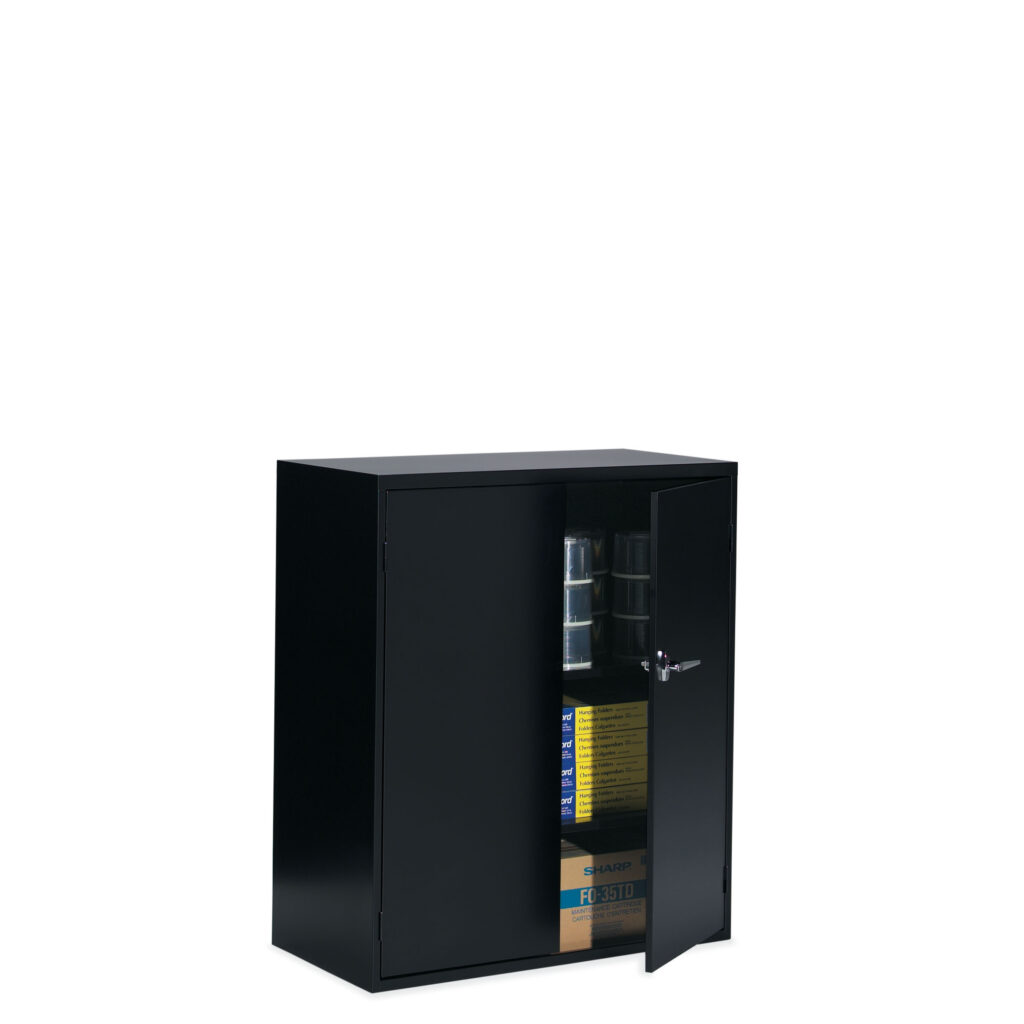 Metal storage cabinet with 3 shelves in black