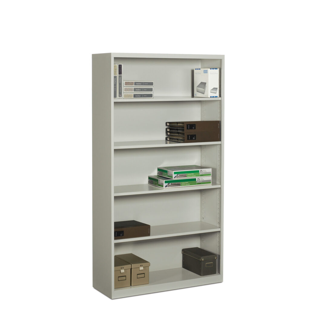 5-shelf metal bookcase in beige gray